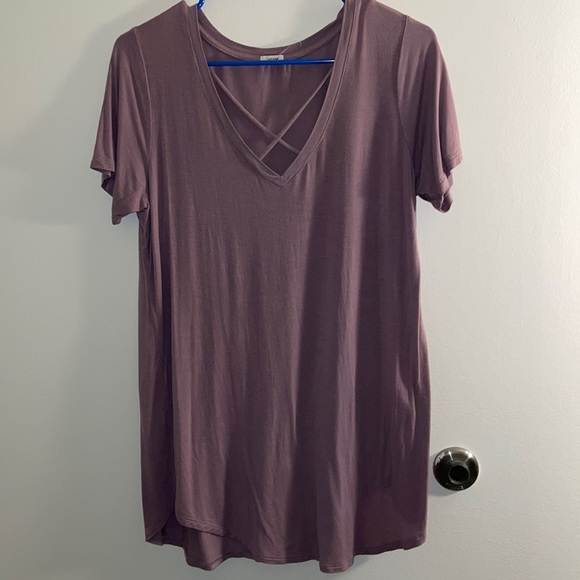 Purple Cross-Chest V-Neck T-Shirt - Picture 1 of 3